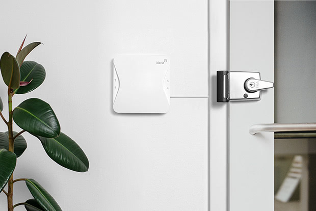 A Klevio device connected to office door lock