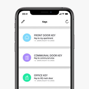 The Klevio app showing digital keys on an iPhone